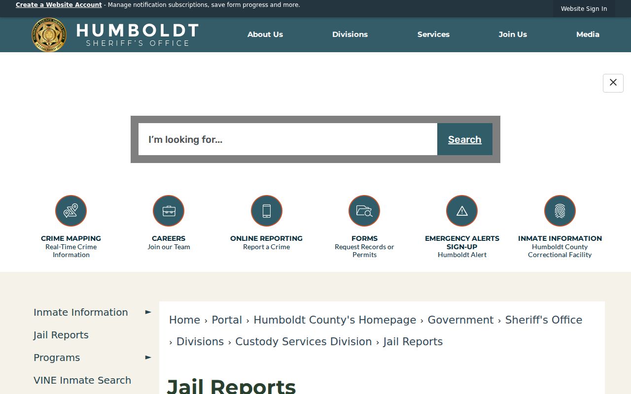Eureka people search Humboldt County Jail Reports index